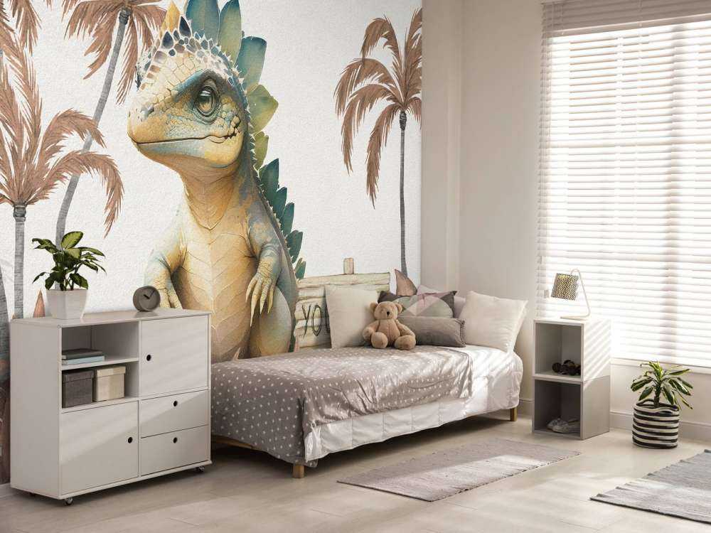 Bébé stégosaure dans la jungle taupe