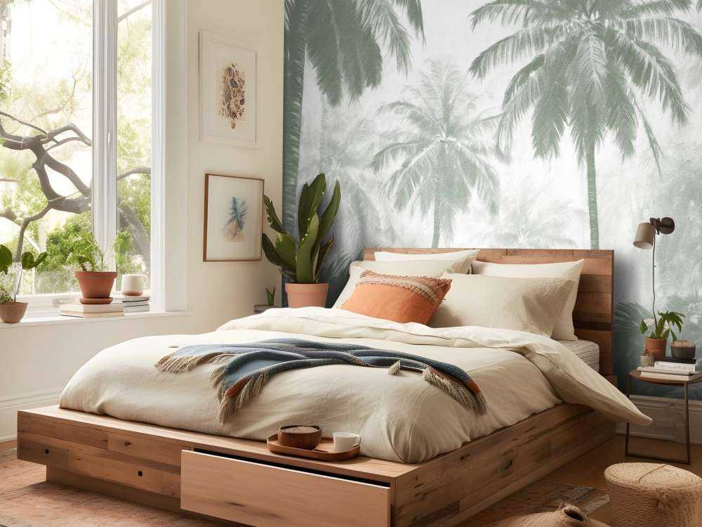 Forêt de Palmiers Brumeuse, vert