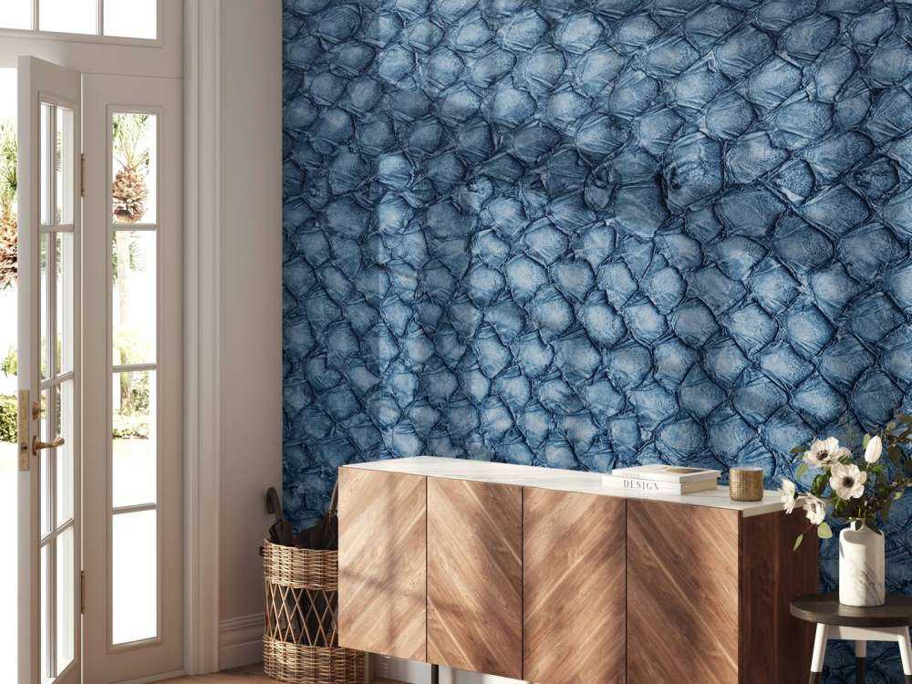 Structure de la peau du saumon en bleu