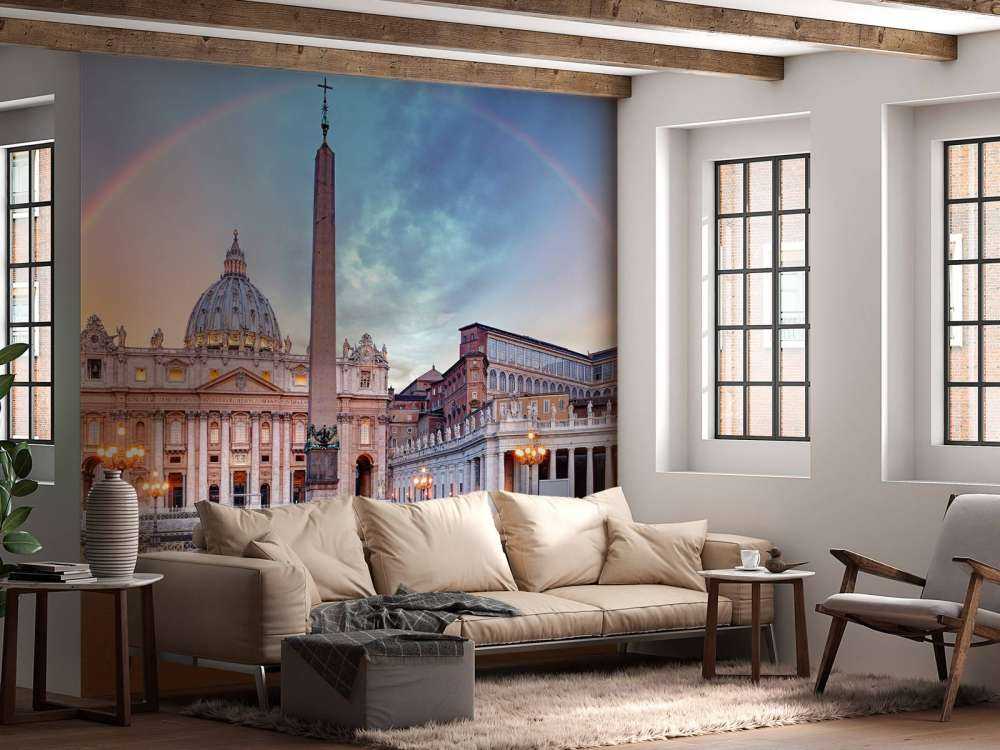 Place Saint-Pierre avec arc-en-ciel