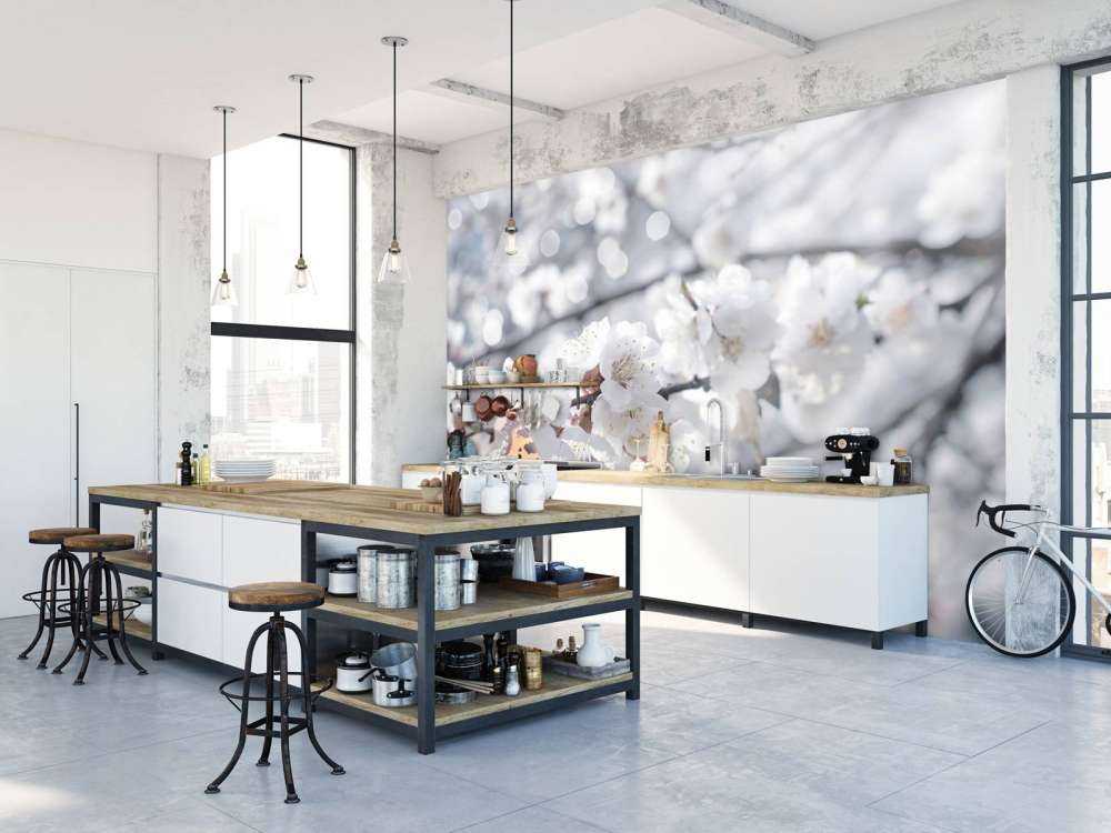 Papillon et fleurs blanches