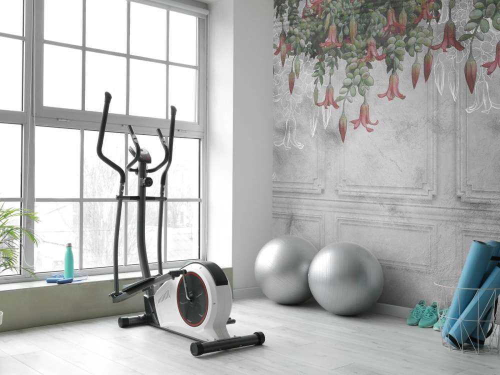 Mur gris classique avec fleurs