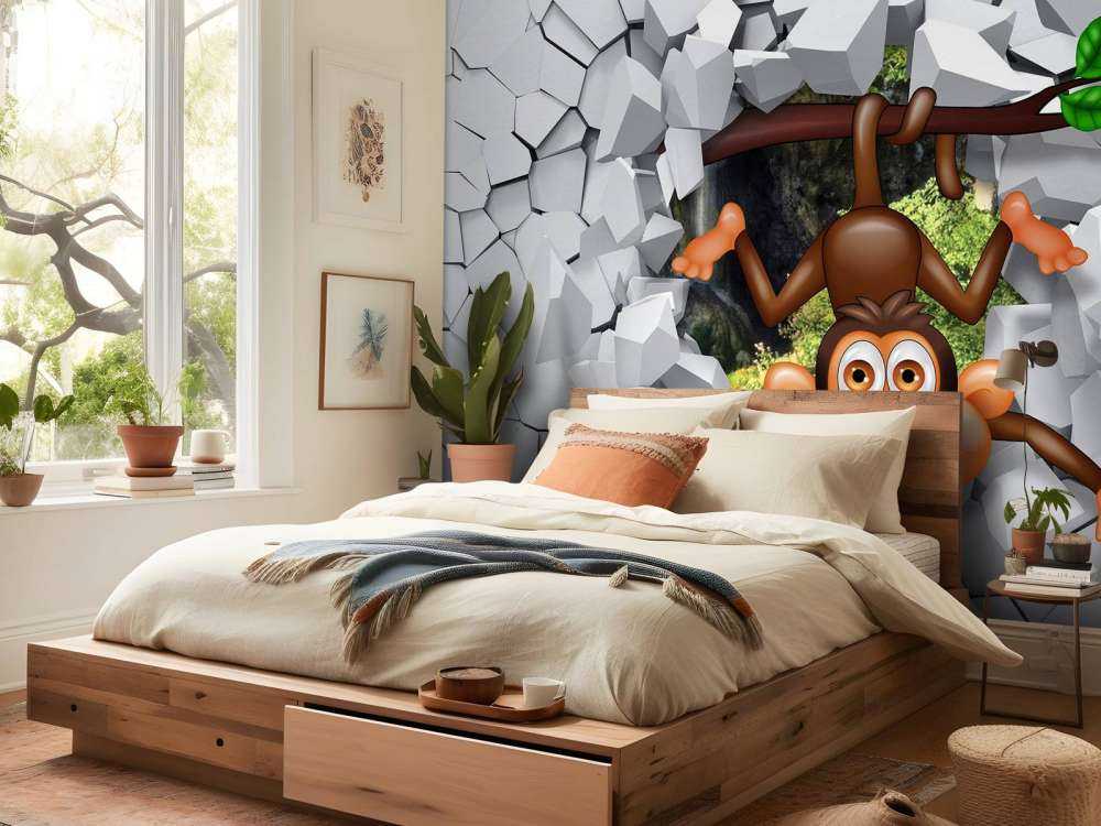 Singe amusant dans un mur