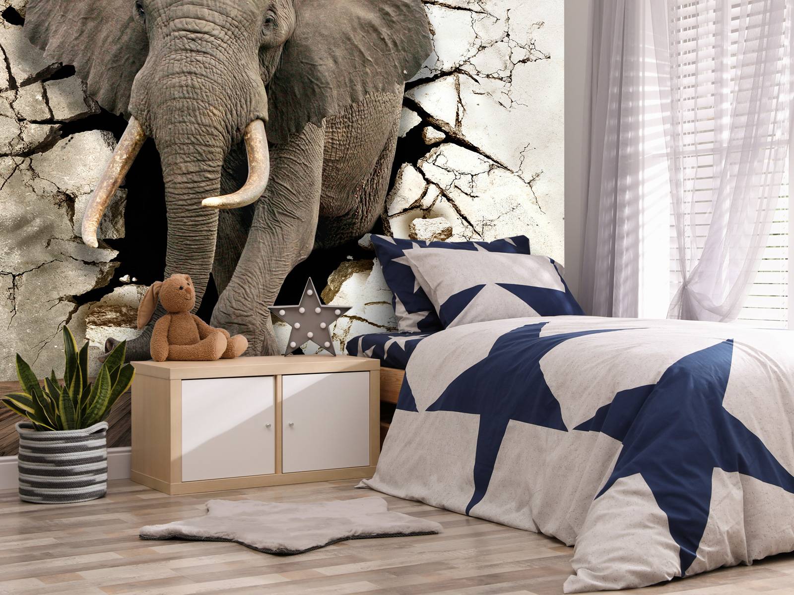 Grand éléphant hors du mur