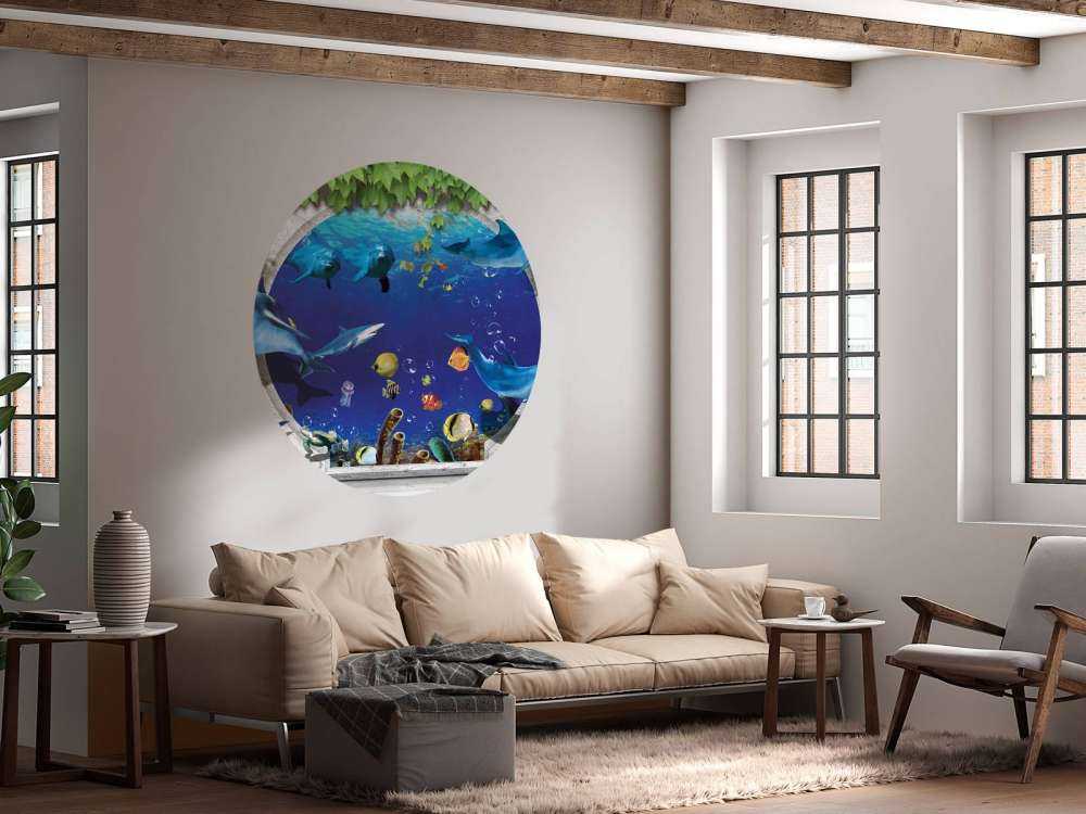 Les dauphins à travers le mur