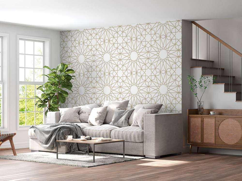 Motif Fleurs géométriques, blanches