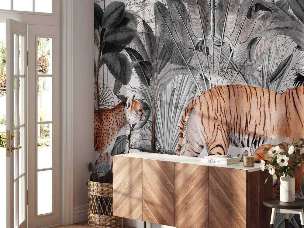 Vintage tiger jungle