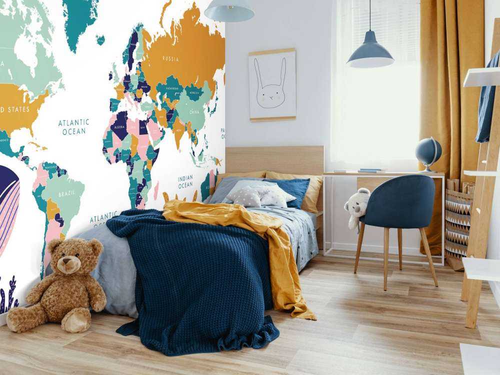 Carte du monde avec animaux de l'océan