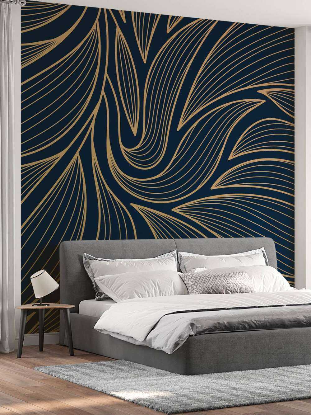 Fleurs art déco bleues