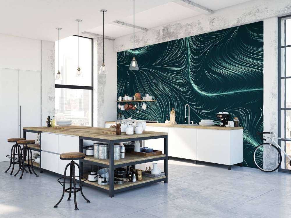 Lignes lumineuses vert canard