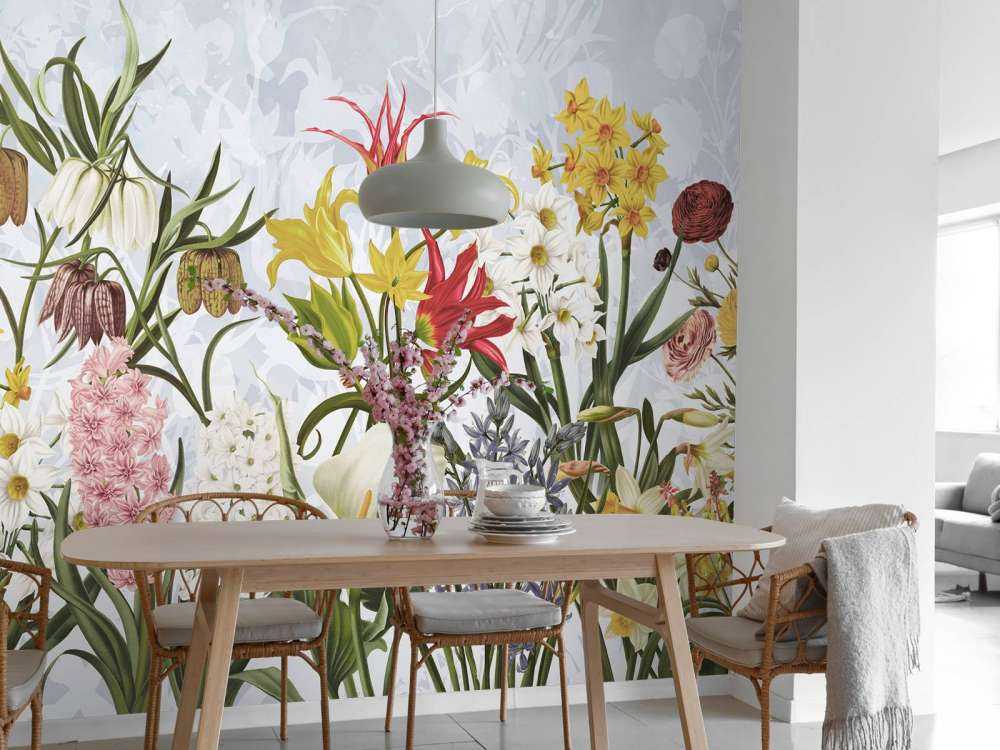 Fleurs de printemps - Ciel bleu nuageux