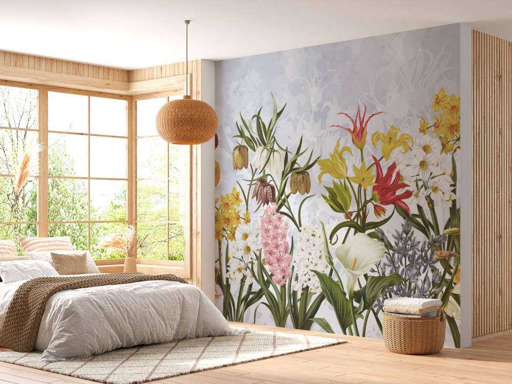 Fleurs de printemps - Ciel bleu nuageux