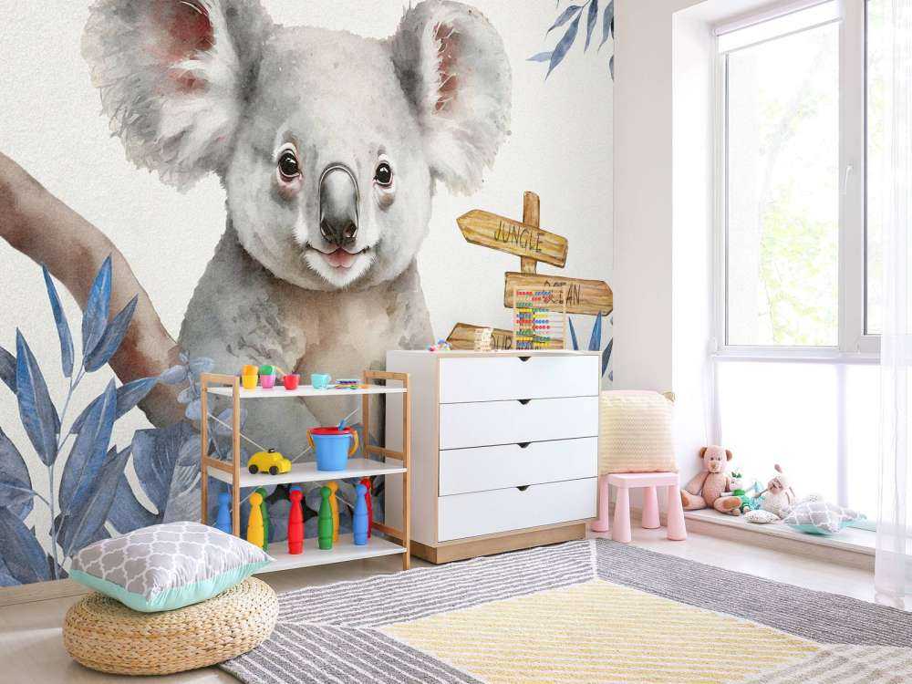 Bébé koala dans la jungle bleu