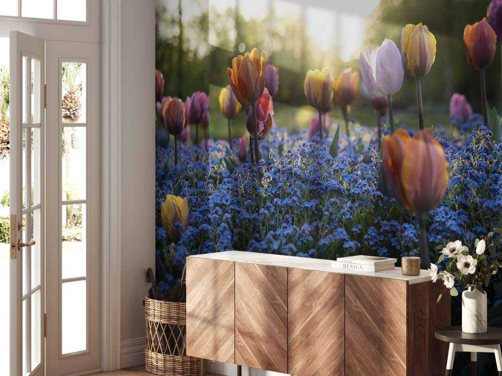 Champ de tulipes joyeux