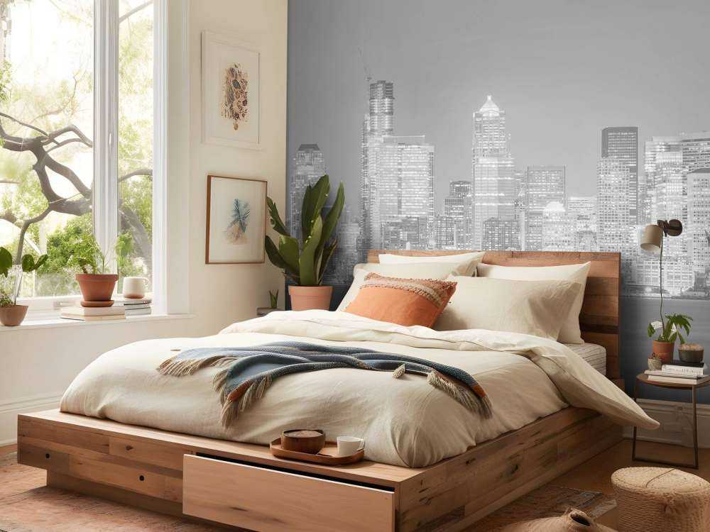 Skyline Seattle en noir et blanc