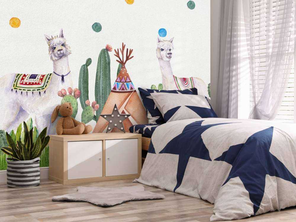 Des alpagas entre les cactus