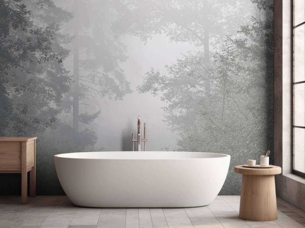 Route à travers la forêt brumeuse