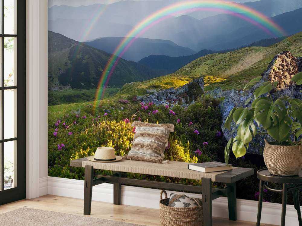 Paysage avec des fleurs