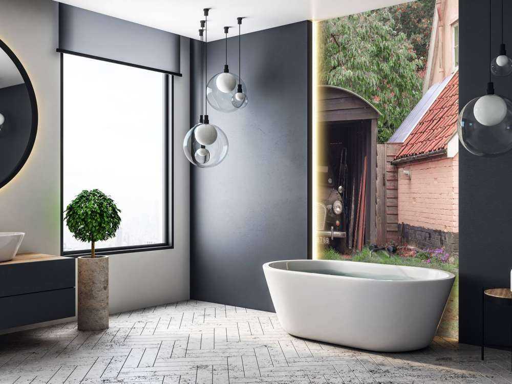 Voiture classique dans le garage de la vieille maison.