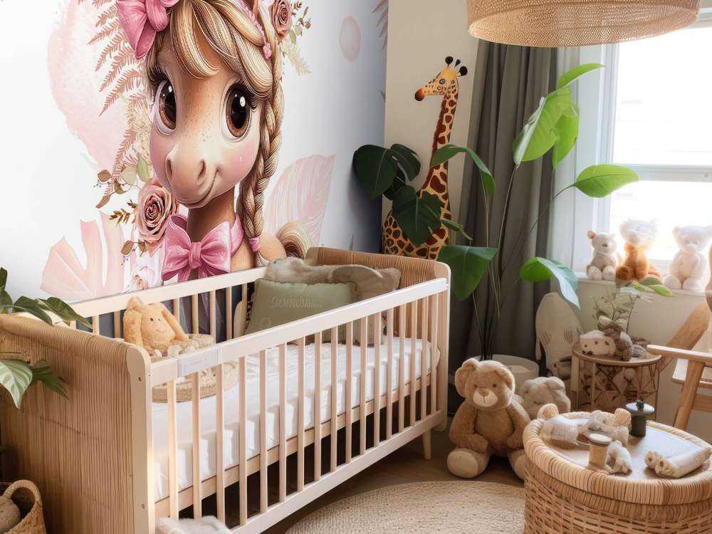 Poney élégant avec un nœud rose
