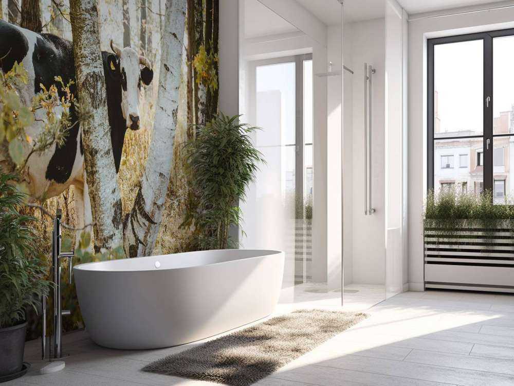 Vache curieuse dans la forêt