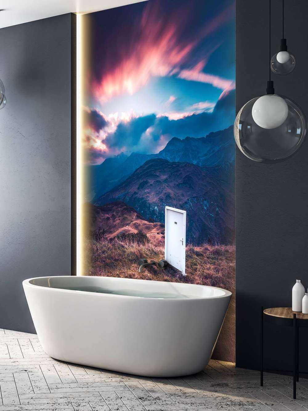 Porte Blanche Dans un Paysage de Rêve