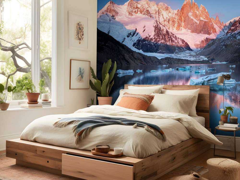 Lac de glacier avec lueur alpine en Patagonie.