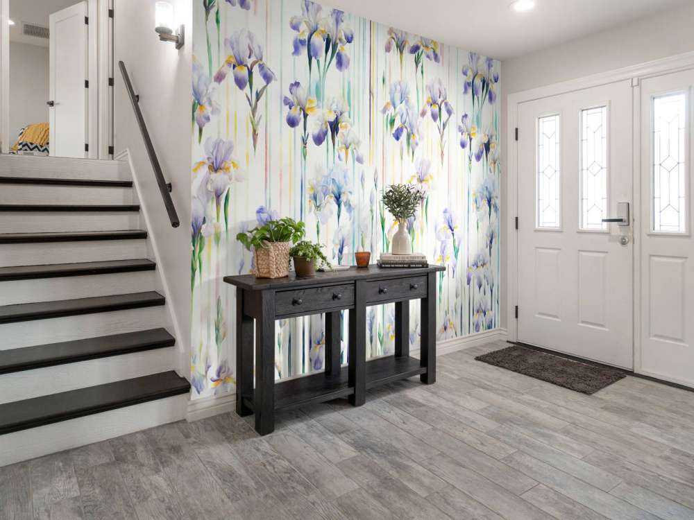 Iris et rayures pastel sans couture