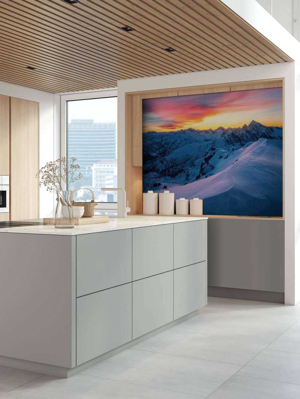 Pics enneigés à l'aube.