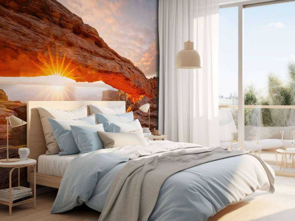 Coucher de soleil sous les rochers