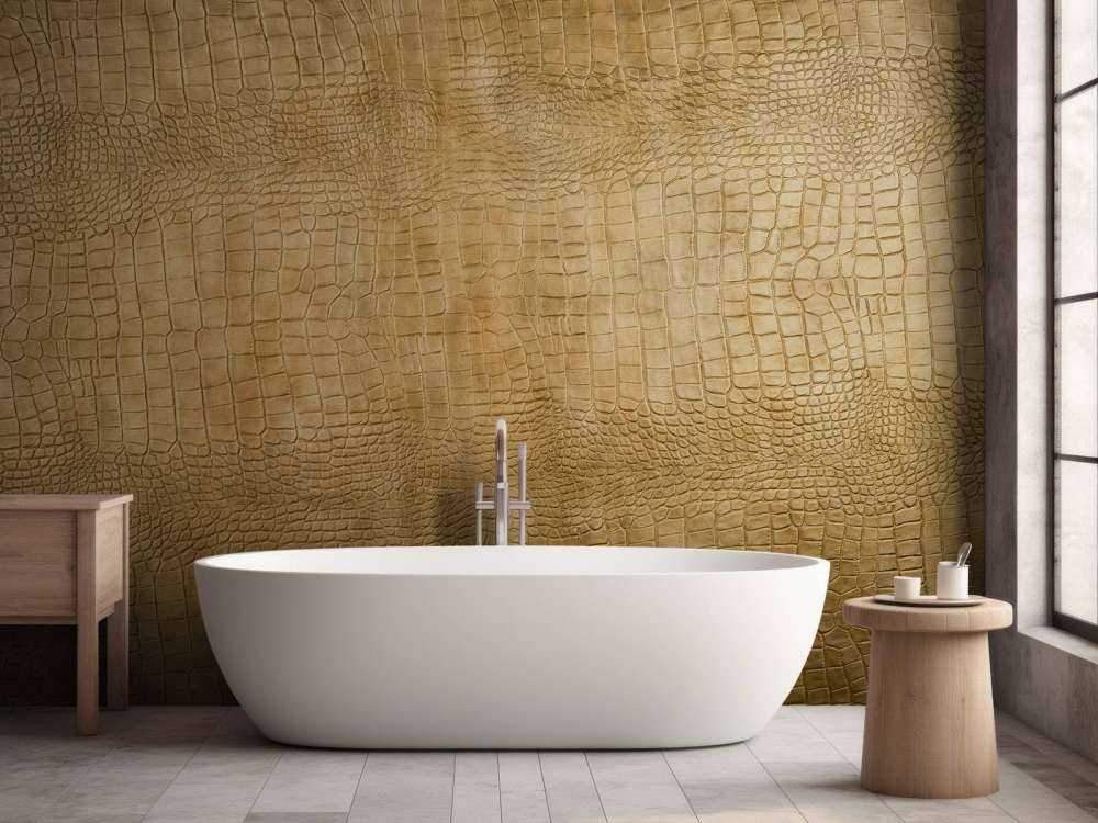 Crocodile texturé ocre jaune