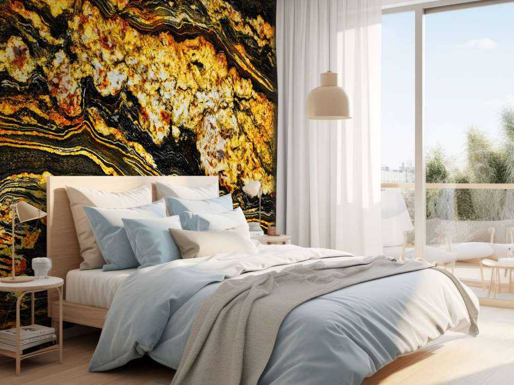 Marbre noir de couleur or