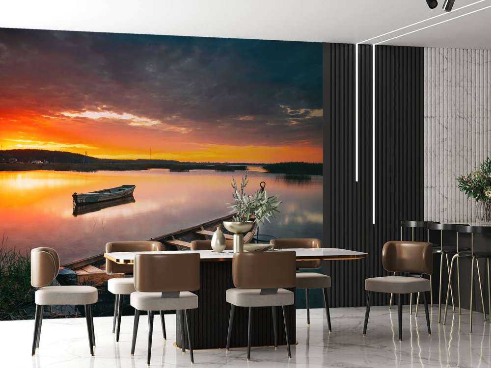 Bateaux au coucher du soleil