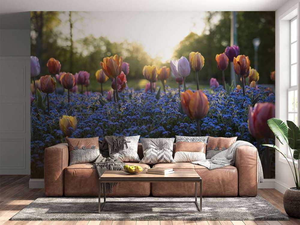 Champ de tulipes joyeux