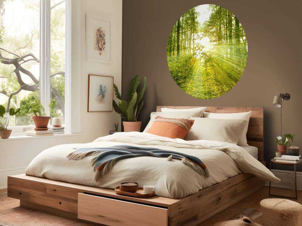 Soleil dans une forêt verdoyante