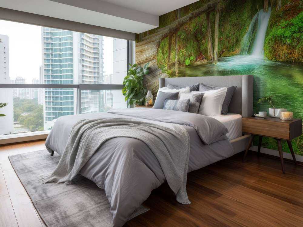 Pont en bois avec lumière du soleil