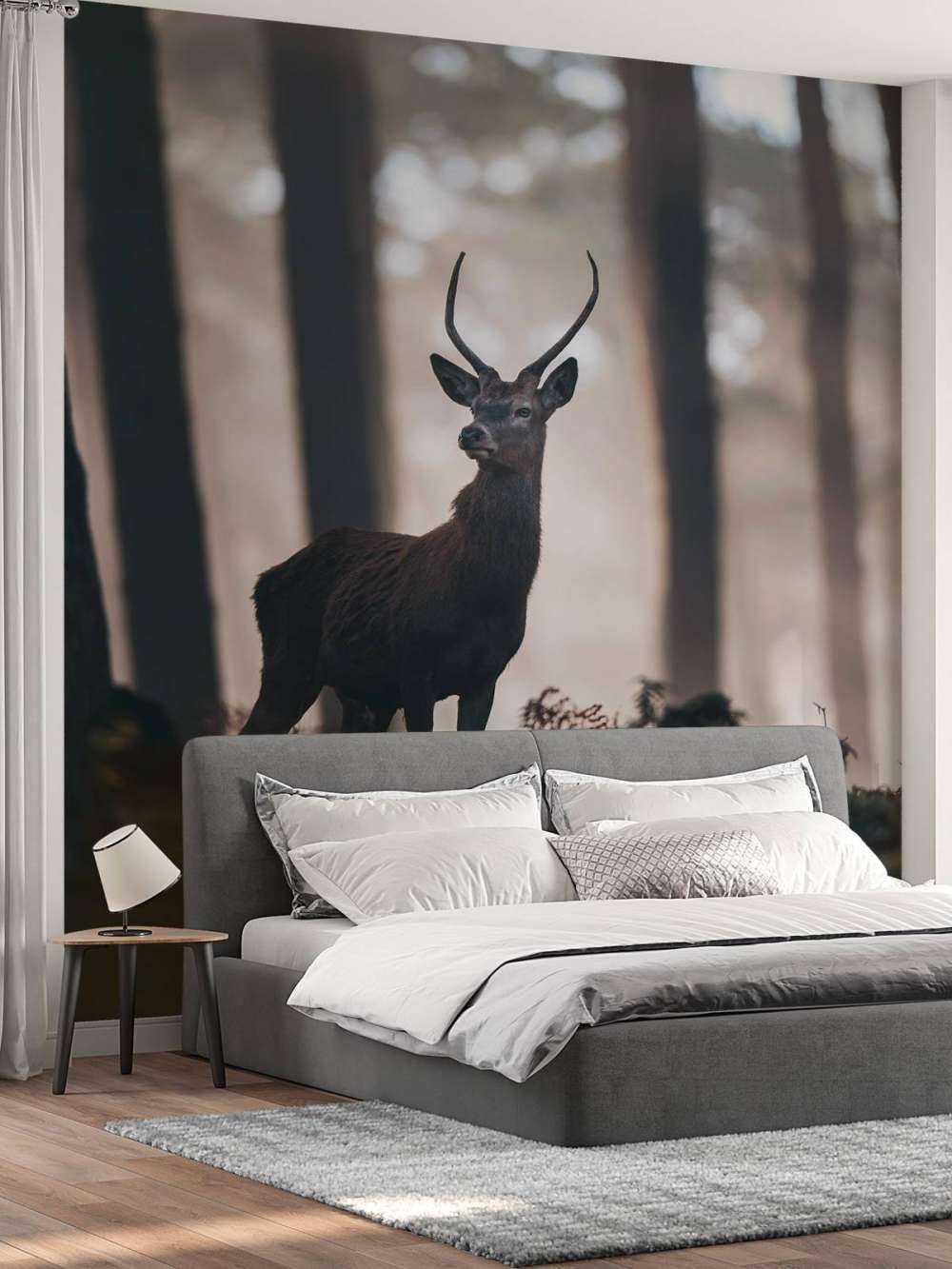 Cerf près des arbres