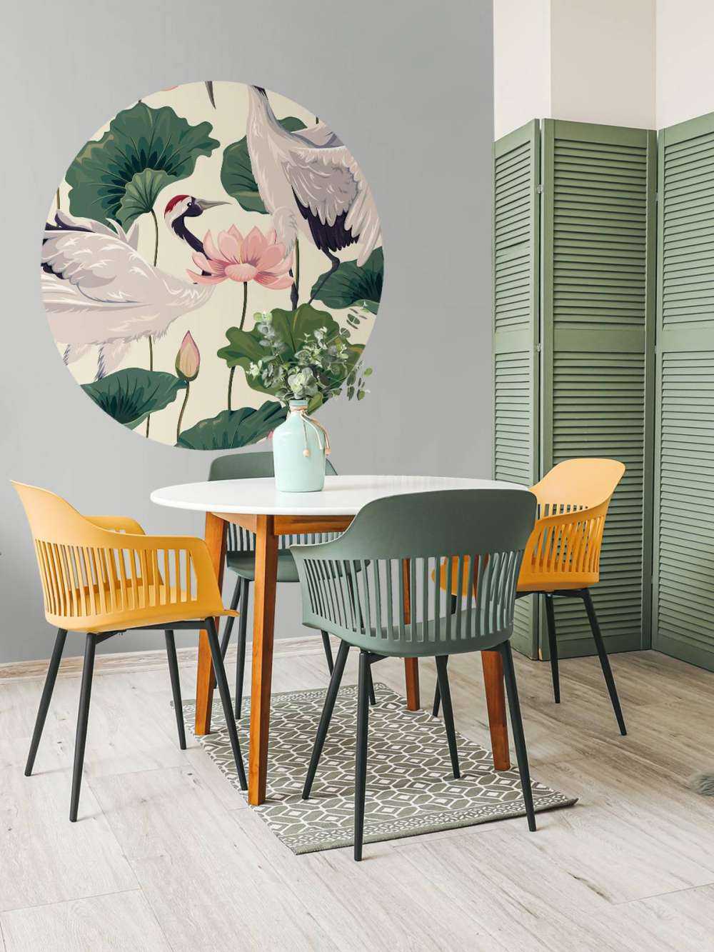 Couple de grues avec lotus