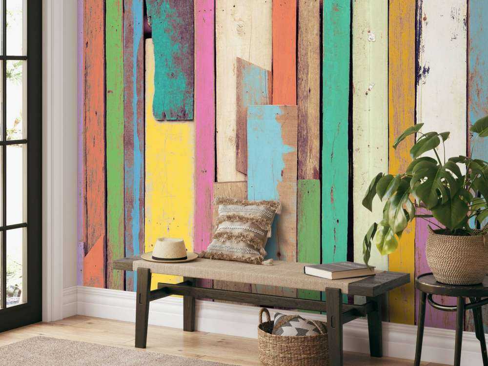 Bois de démolition coloré