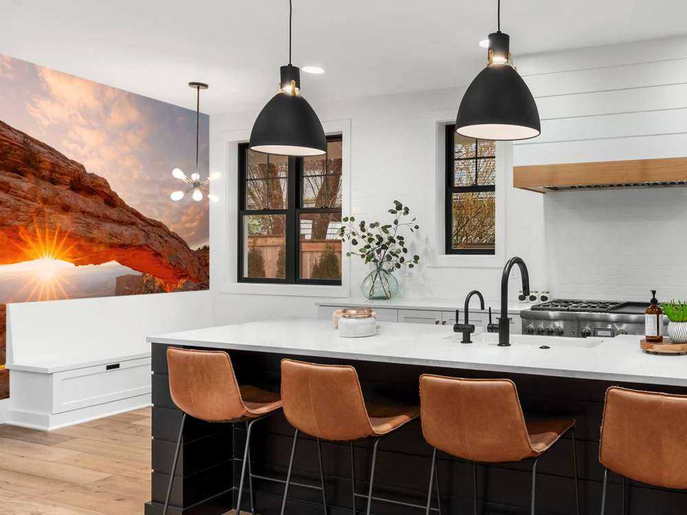 Coucher de soleil sous les rochers