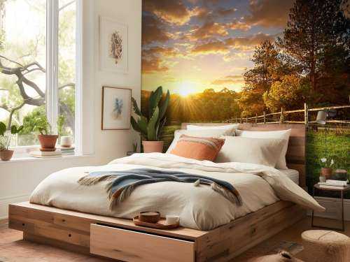 Pâturage au coucher du soleil