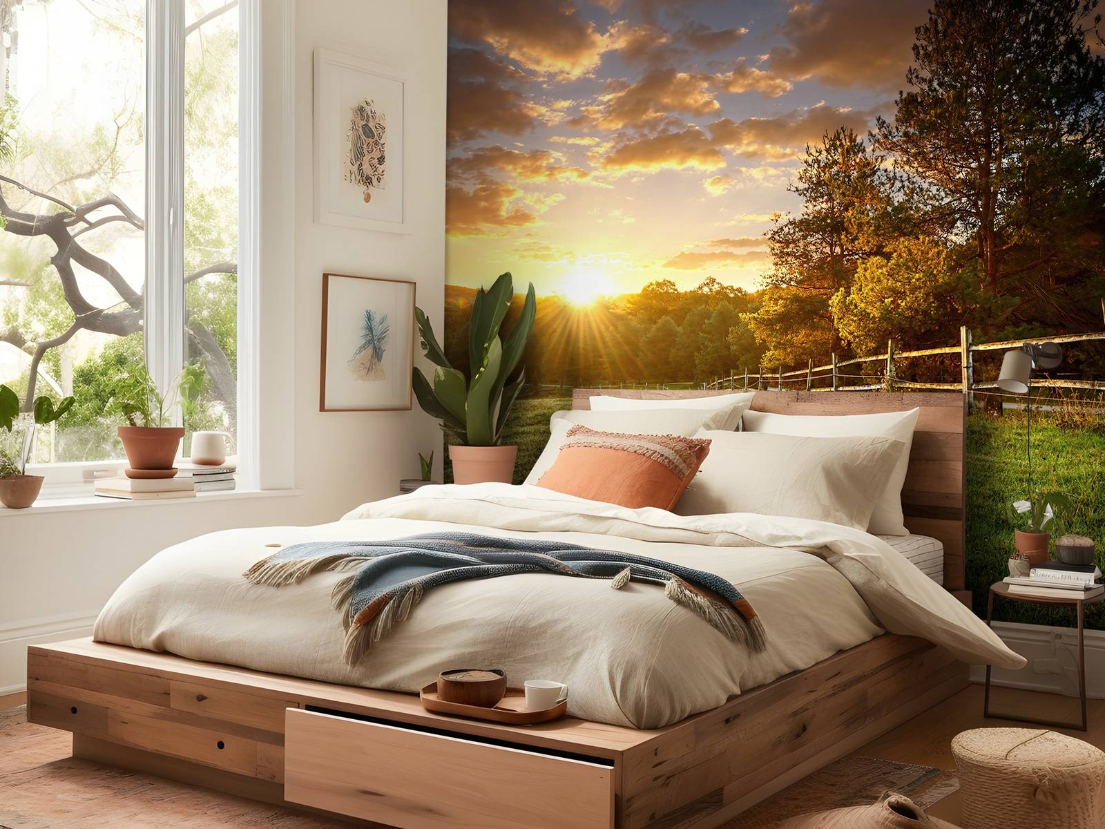 Pâturage au coucher du soleil