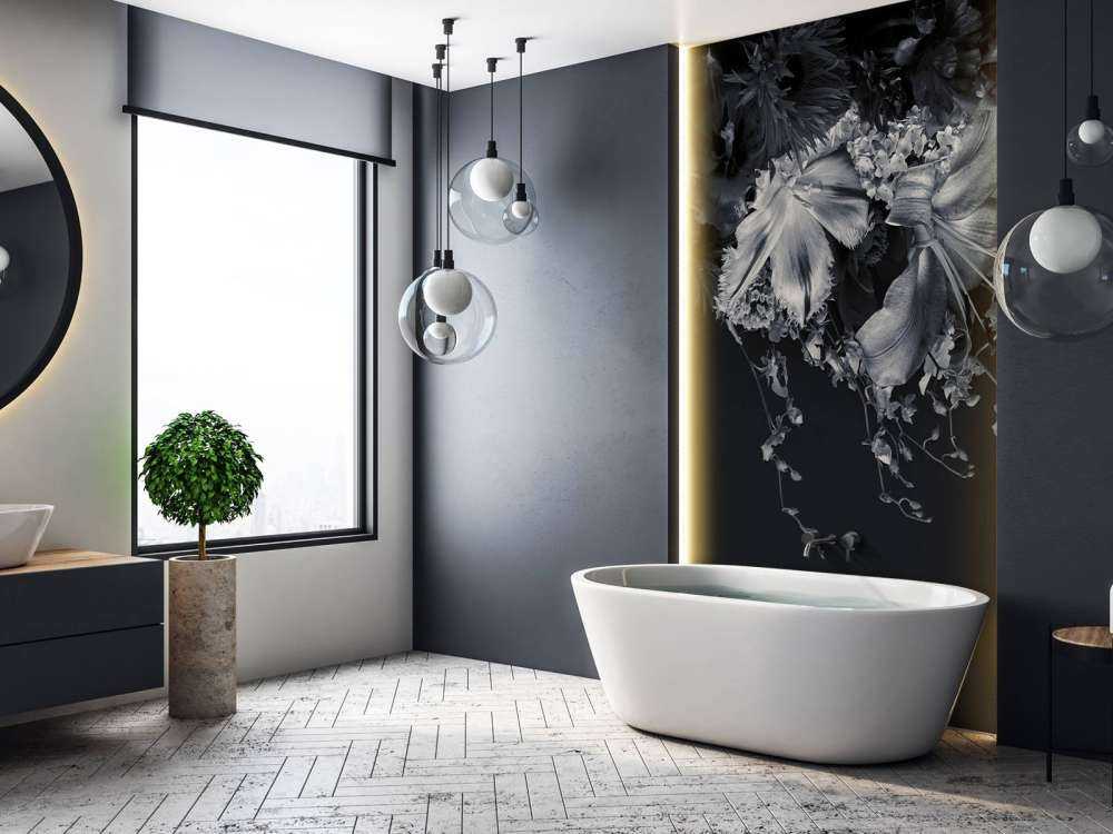 Tête de lit Floral noir et blanc