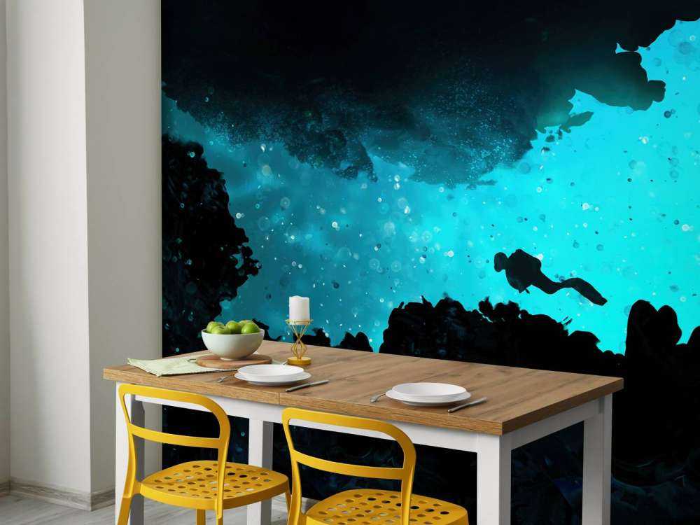 Grotte étroite avec plongeur