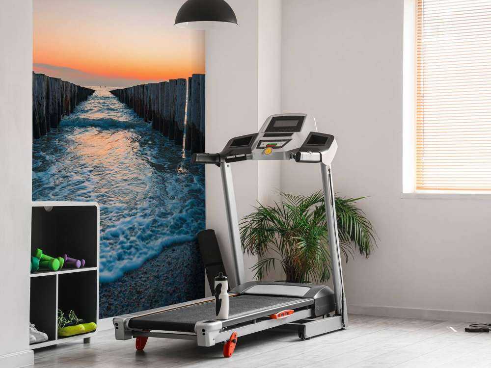 Brise-lames au coucher du soleil