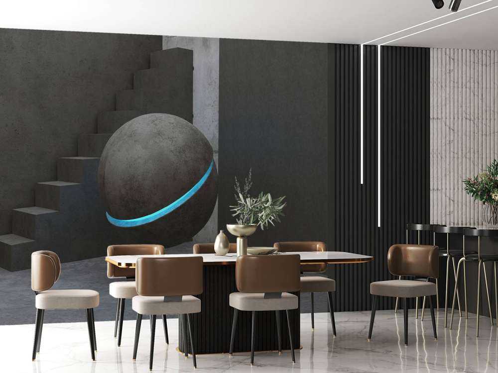 Escalier avec boule flottante 3D