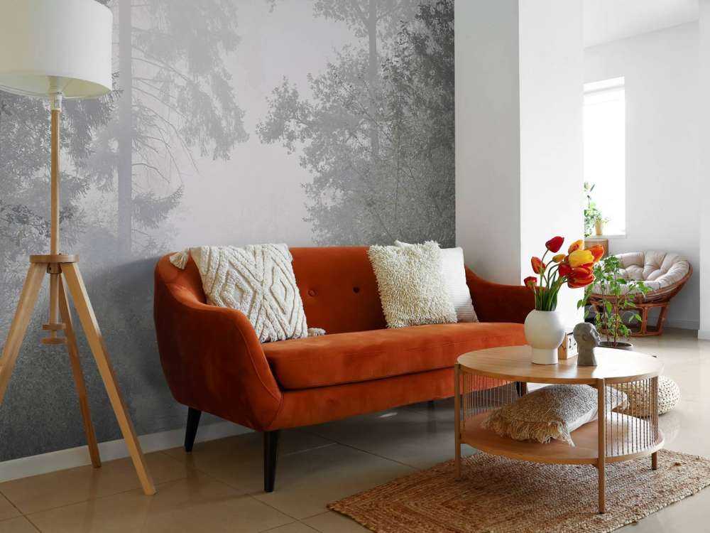 Route à travers la forêt brumeuse