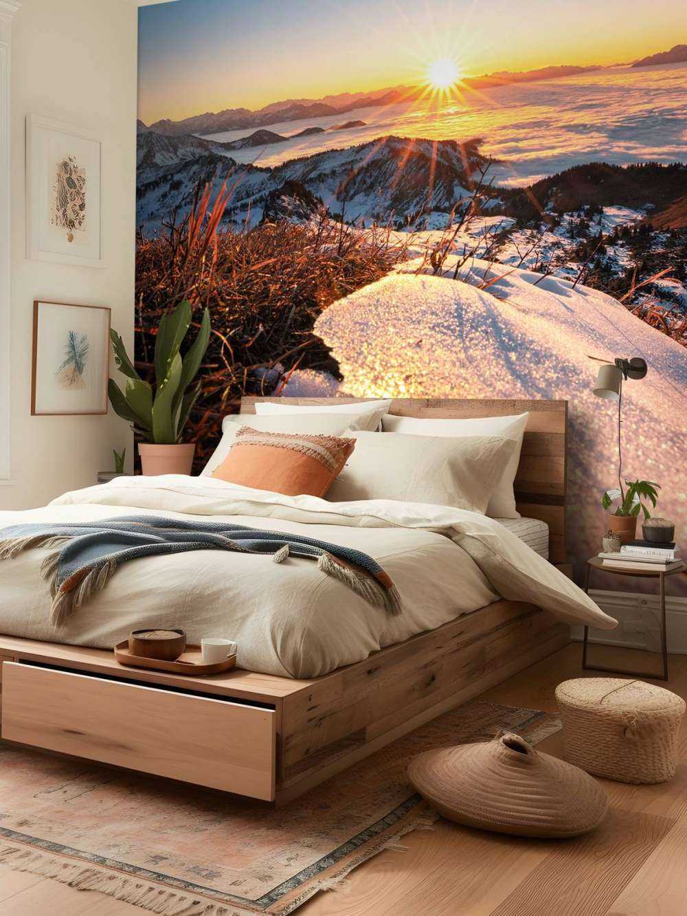 Le soleil du matin sur la prairie de montagne scintillante