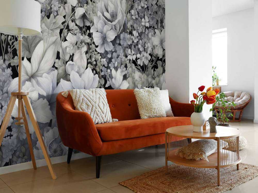 Festival de fleurs sans couture - noir