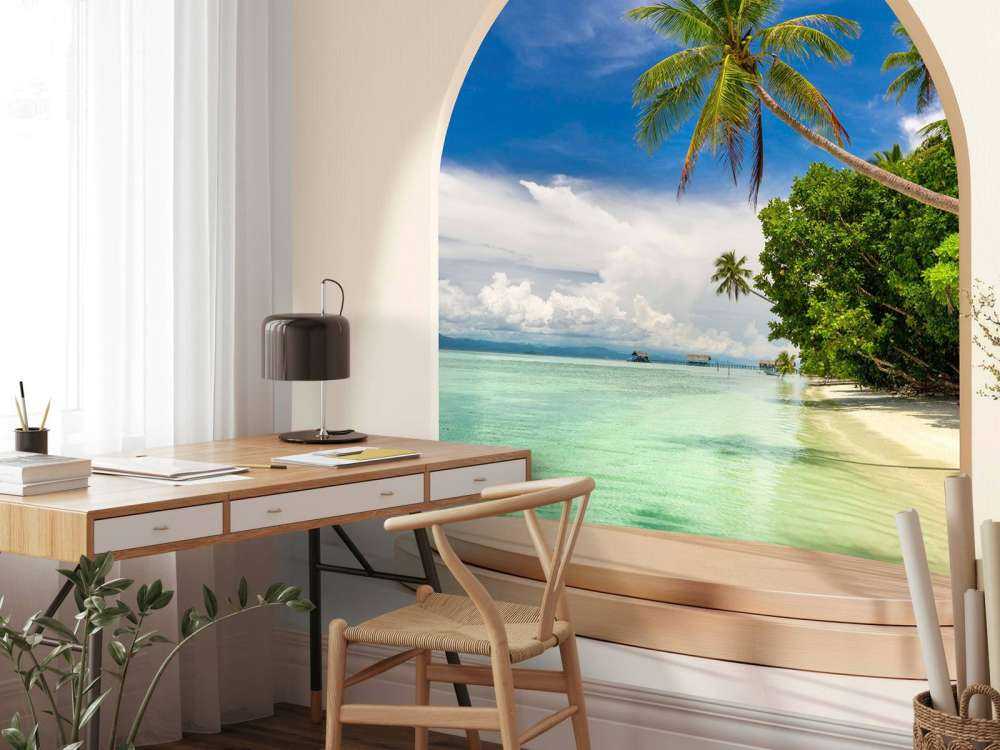 Île tropicale avec des palmiers